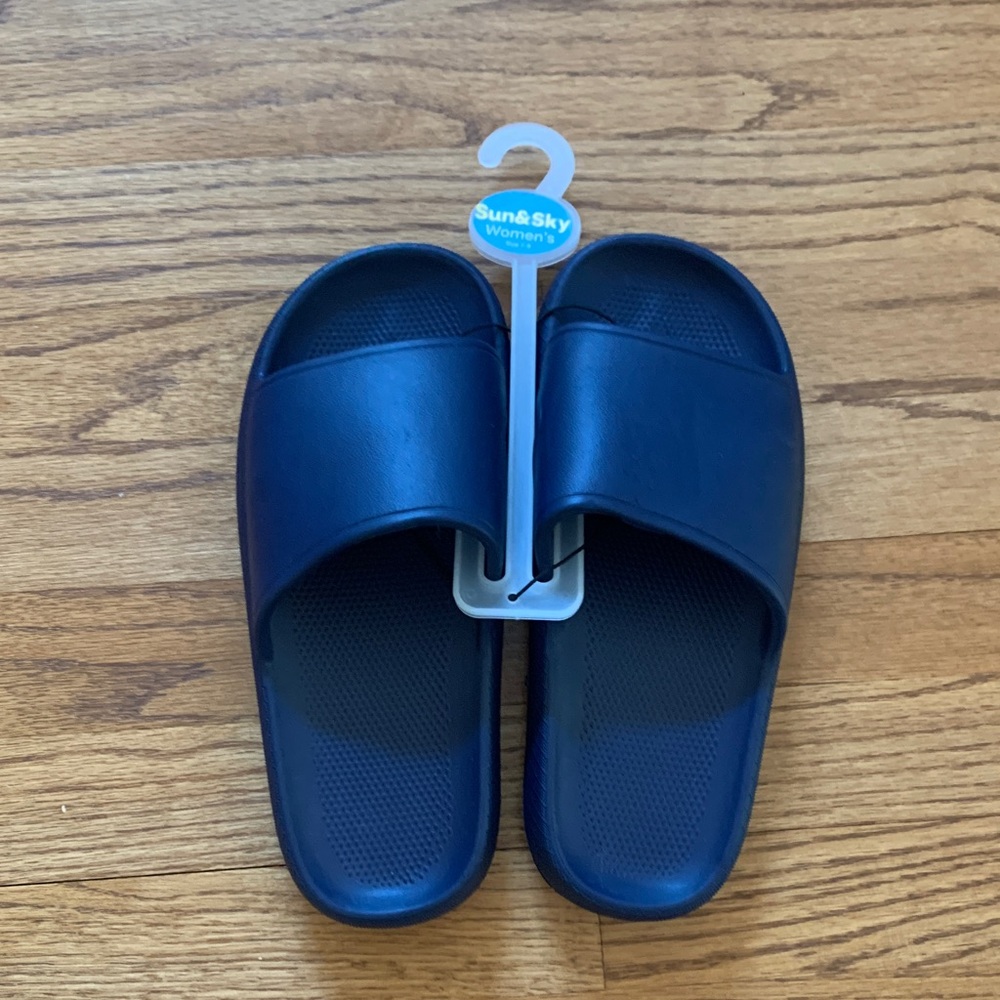 Sun & Sky Women's Cloud Slide Blue Sandals